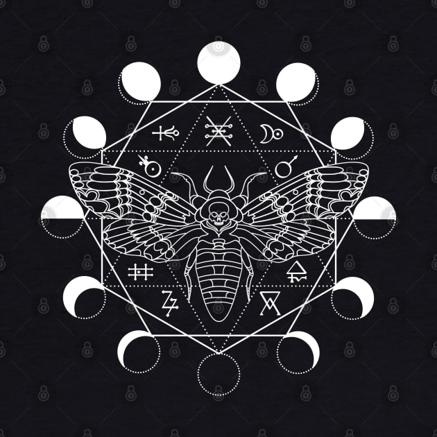 Death's Head Moth, Moon Phase, Alchemical Symbols by RavenWake